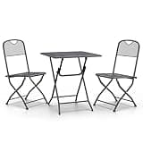 HBFDSFG 3 Piece Patio Dining Set with Expanded Metal Mesh and E-Coating Finish, Foldable Outdoor Table and Chairs in Anthracite