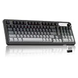 MageGee GK960 Wireless Keyboard, 98 Keys Tri-Mode BT/2.4G/Wired Membrane Gaming Keyboard, RGB Creamy Keyboard with Number Pad, Knob Control, Side Printed Keycaps, 4000mAh Battery - Black & Gray