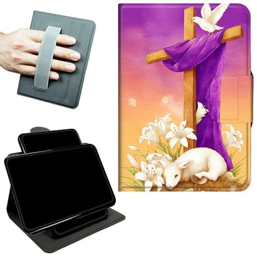 RWUTYTIUL Rotating Handle Case for Samsung Galaxy Tab S10 Plus 2024/S9 FE+/S9 Plus 12.4 Inch 2023, 360 Degree Swivel Kickstand with Magnetic Closure Shockproof Leather Protective Cover, Goat Pigeon