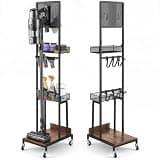 Chumia Vacuum Stand for Multiple Handheld Models, Metal Storage Bracket with 10 Hooks Floor Docking Station Vacuum Standing Dock with Accessory Holder