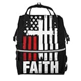 Fuzquwu Usa Flag Cross Print Diaper Bag Backpack,Travel Daypack For Mom Dad,Diaper Tote Backpack