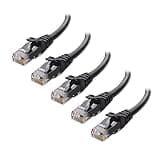 Cable Matters 10Gbps 5-Pack Snagless Cat 6 Ethernet Cable, 6ft, Black