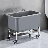 Eoweiot Removable Utility Sink with Roller and Deep Basin for Commercial and Home Use in Laundry, Garage, Backyard (Grey 60cm)
