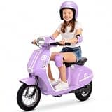 24V Kids Motorcycle, 350W Electric Motorcycle Bike, Up to 14.3MPH, 10AH Battery & 10 Miles, 3-Speeds, Electric Moped Scooter with Music, LED Light & Horn, Ride on Toys for Kids Age 8+, Purple