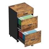 DEVAISE 3 Drawer File Cabinet with Lock & Wheels, Wood Printer Stand