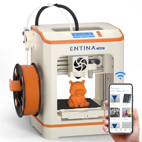 ENTINA TINA2C Mini 3D Printer with Wi-Fi & App Control, Fully Assembled, Auto Leveling, Silent Print,1500+ Models, 20+ DIY Modules, Fully Open Source DIY 3D Printer for Beginners, Makers