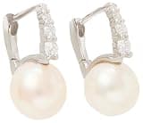 kate spade new york Fine Jewelry Meant to Be Pearl and Diamond Huggies, Silver/Pearl, One Size