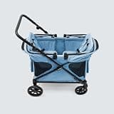 Familidoo Q2 Multi-Use 2 Seat Kids Wagon Stroller – Foldable, Lightweight & All-Terrain for Kids & Pets – Magnetic Safety Harness, Rain Cover & Compact Travel Design – Up to 198 lbs (Denim Blue)