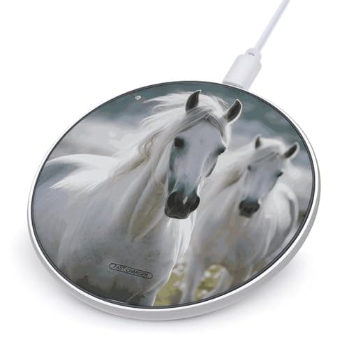 White Horses Wireless Charger 10W Fast Charging Pad Anti-Slip Qi Certified Wireless Charging Pad Charging Station Portable Phone Charger for All Wireless Charging Smartphone