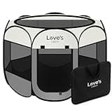 Love's cabin Pet Puppy Dog Playpen, Small Dog Tent Crates Cage Indoor/Outdoor, Portable Playpen for Cat, Foldable Pop Up Dog Kennel Playpen with Carring Case, Removable Zipper Top, Grey
