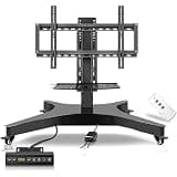 LIUZQWAED LCD TV Floor Stand with Wheels, Telescopic Electric TV Lift with Auto Lifting, Height Adjustable Mobile TV Stand Cart