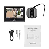 Aurikall Video Doorbell with 4.3 Inch IPS Display, 1080P Peephole Camera, 2.4GHz, Motion Detection, Built in Rechargeable Battery, Compatible with Tuya APP for Apartment Security (Black)