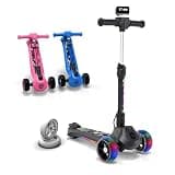 Elecorange T500 Electric Scooter for Kids Ages 4-9, Big Light Up Wheels, Adjustable Heights, Ride On for Children 4-8, 3 Wheel Electric Scooters for Kids, 5-7, Motorized Scooter for Boy, Girl, Black
