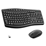 Wireless Keyboard and Mouse Combo, 2.4G Full Size Quiet Ergonomic Curved Keyboard for Natural Typing, 3-Level DPI Adjustable Silent Mouse for Windows, Mac OS, Desktop/Laptop/Office and Home (Black)