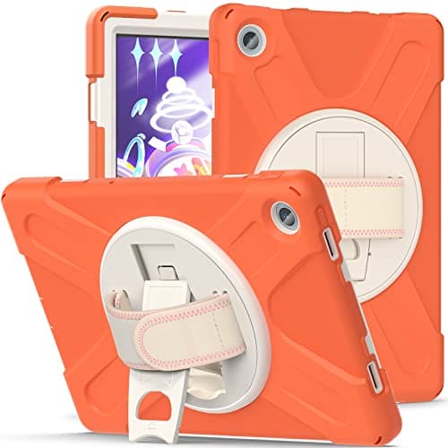 for Lenovo Tab M10 Plus 10.6 inch [3rd Gen] 2022 (TB-125F/TB-128F) Case,Three-in-one Shatter-Resistant Shell, Drop-Proof, Dust-Proof, Shock-Proof,360 Degree Rotating Multi-Function Grip Bracket,Orange
