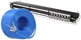 Cable Matters [UL Listed] 10Gbps in-Wall (CM) Rated 23AWG Bare Copper Shielded Cat 6A Cable & Shielded RJ45 Patch Panel with Jack Shutter