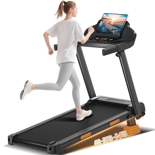 14% Treadmills for Home with Handle, 3 in 1 Portable Treadmill with Incline, Foldable Treadmills with Three Screen, 12 Preset Programs, 400LBS