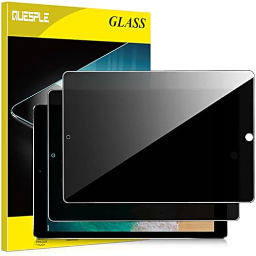 QUESPLE [Pack of 2] Tempered Glass Privacy Screen for iPad Pro 12.9 (2015 and 2017 Model), 9H Hardness Anti-Spy Screen Protector, Tempered Glass Screen Protector