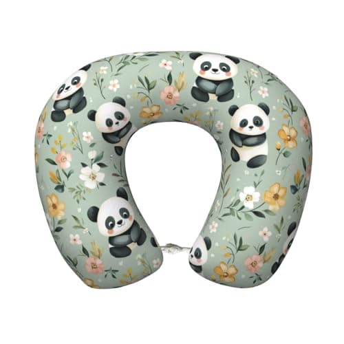 YCXUKS Panda Floral Travel Pillow Comfortable Soft Memory Foam Neck Pillow for Travel Airplane Driving Office
