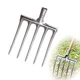 LVPETALIZE Pitch Fork Head for Garden, 5-Tine Spading Digging Fork Head, Hay Manure Mulch Fork Replacement Head, Metal Pitchfork Head for Ardwork, Farming, and Outdoors