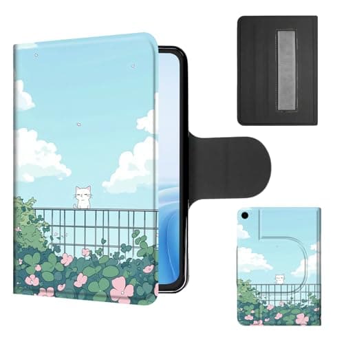 Cdkfxjy Case for Galaxy Tab A11 Plus/A9 Plus 10.9 Inch, 360°Rotating Stand with Secure Hand Strap, Protective Cover with Auto Sleep/Wake, Lightweight Shockproof Shell, Cat Under Blue Sky