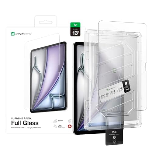 AMAZINGthing for iPad Air 13-Inch M4/M3/M2 (2026/2025/2024) [RADIX Vision Full Glass] 9H Full Glass Screen Protector, Crystal Clear Viewing, Apple Pencil Responsive, Auto-Alignment Tray, Bubble-Free