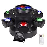 Moving Head DJ Lights, 150W RGBW LED Moving Head Lights, 6 Arms Party Light, 4 in 1 Bee-Eyes Effect Light, Red Green Starry, White & Amber Strobe, Support DMX-512 & Remote for Party Bar Disco Club DJ