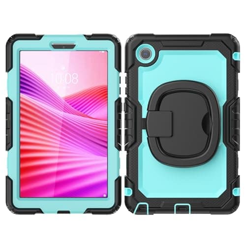 Military Grade Shockproof Tablet Case Compatible with Lenovo Tab One 8.7 Inch/K9 TB305FU 2025 Screen Protective Film Case Full Protective Case Solid Case Swivel Handle Silik Case