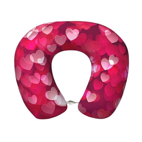 LIXLZH Valentine's Day Love Heart Print Lightweight Comfortable Breathable Polyester U-Shaped Neck Pillow Adults Pillow Rest