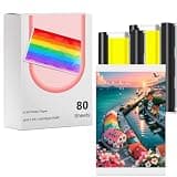Compatible with Liene Amber M100/M200/M110/M210 4x6" Photo Printer , Only for Liene DHP512/DHP513/DHP514/DHP515 Printer, for Framing, Display & Memories.2 Ink Cartridges & 80 Sheets Photo Paper Refill