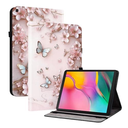 Designer iPad Case for Samsung Galaxy Tab A 10.1 (2019)/SM-T510/SM-T515 / 10.1", Premium Leather Flip Cover with Card Slots, Pen Holder, Adjustable Stand, Multiple Decorative Patterns,PSJ-L
