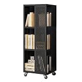 Book Shelf 360° Rotating Bookshelf with Wheels Rolling Bookcase Multi-Tiers Book Rack for Home Living Room Book Shelf Organizer Use for Many Years