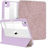 MrARTIST for iPad Air 11 Inch Case M4/M3/M2 - Air 5th/4th Generation 10.9" Flower Leather Case Cute for Women Girls Girly Kawaii Aesthetic Design for Apple Tablet Cover with Pencil Holder, Purple