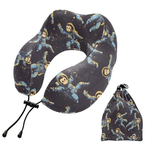 ALAZA Funny Monkeys Travel Neck Pillow Memory Foam Neck Pillow with Storage Bag,Soft Travel Pillow for Sleeping Travel Airplane Car Office Home