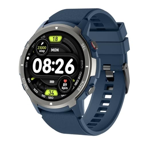 Smart Watch for Men Fitness: (Make/Answer Call) Bluetooth Military Smartwatch for Android Phones iPhone Waterproof Outdoor Tactical Digital Sport Run Watches Tracker Sleep Heart Rate Monitor,B