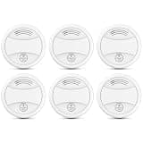 Battery Powered Detector Household Indoor Safety Monitor Battery Operated with Test Mute & Low Power Indicator Light (6P)