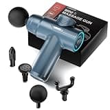 LEERCON Small Massage Gun Handheld Deep Tissue Massager Gun for Pain Relief- 6 Speeds, 4 Heads, Ideal Gift for Men & Women (Blue)