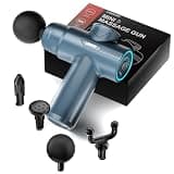 LEERCON Small Massage Gun Handheld Deep Tissue Massager Gun for Pain Relief- 6 Speeds, 4 Heads, Ideal Gift for Men & Women (Blue)