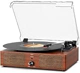 Vinyl Record Player Turntable with Built-in Bluetooth Receiver & 2 Stereo Speakers, 3 Speed 3 Size Portable Retro Record Player for Entertainment and Home Decoration