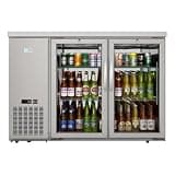 Pemberly Row 47-Inch Back Bar Cooler Refrigerator, 11 Cu. Ft., Stainless Steel, Two Glass Swing Doors, Adjustable Shelves, Digital Temperature Control, Freestanding Commercial Beverage Storage for
