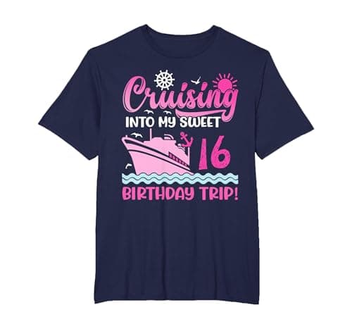 Cruising Into My Sweet 16th Birthday Trip Cruise Lover T-Shirt, Men's Big and Tall, Navy Blue, 3X Tall