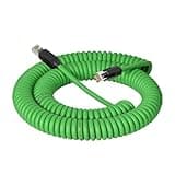 zxgyjf Industrial 8-pin Rj45 Spiral Network Cable, Compatible with Cat6A Gigabit Ethernet, Double-Shielded Highly Flexible Drag Chain Spring Signal Dynamic Wiring(Green,5M)