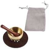 Abaodam 1set Mini Brass Singing Bowl Set with Wooden Mallet Cushion and Carrying Bag for Meditation Relaxation and Stress Relief