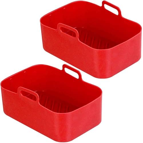 Air Fryer Silicone Tray Rectangle Oven Baking Tray Basket Reusable Liner Insert Dish，Compatible For Ninja，Compatible For Foodi，Fryer Pan Accessories(Style 05)