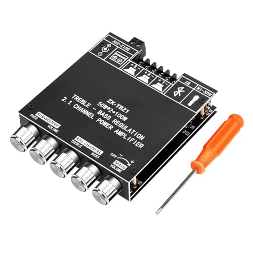 Daakro ZK-TB21 Bluetooth Amplifier Board,50W+50W+100W 2.1 Channel Subwoofer Amp Board with Treble and Bass Control,DC 12-24V, Bluetooth and AUX Inputs, DIY Wireless Speakers AMP Board, Password Free