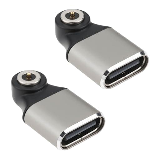 VGOL 2PCS Type-C Smart Ring Charging Converter 500mA Compatible With Ring Sizes (Silver)