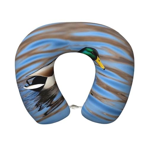 Hekroxu Mallard Duck Swimming in A River Print Travel Pillow Pure Memory Foam Neck Pillow Airplane for Traveling,Car, Train,Napping,Traveling,Washable Cover