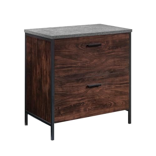 Amacv Lateral File with Full-Extension Slides, Dark Walnut Finish
