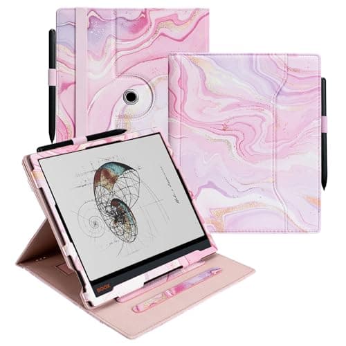 E NET-CASE Case for 10.3" Boox Note Air 5 C (2025)/ Note Air4 C (2024)/ Note Air3 C/ Air3 B/W (2023), 360° Rotating Stand Cover with Pen Holder/Hand Strap, Auto Sleep/Wake (Pink Flowing Gold)