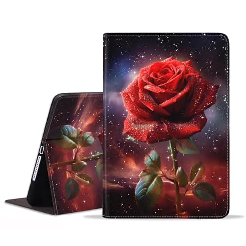 BXIKEOPIU for Samsung Galaxy Tab A9 Plus Case 11 Inch 2023 (Model: SM-X210/X216/X218), Slim PU Leather Stand Folio Cover with Auto Wake Sleep, Red Rose